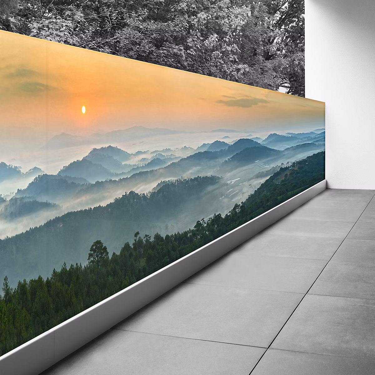 Brise vue Trompe l'oeil – 120 × 420 cm, Montagnes 3617689699585