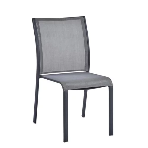 Chaise de jardin coloris gris en aluminium et textilène Carlina - 60 x 48 x 87 cm