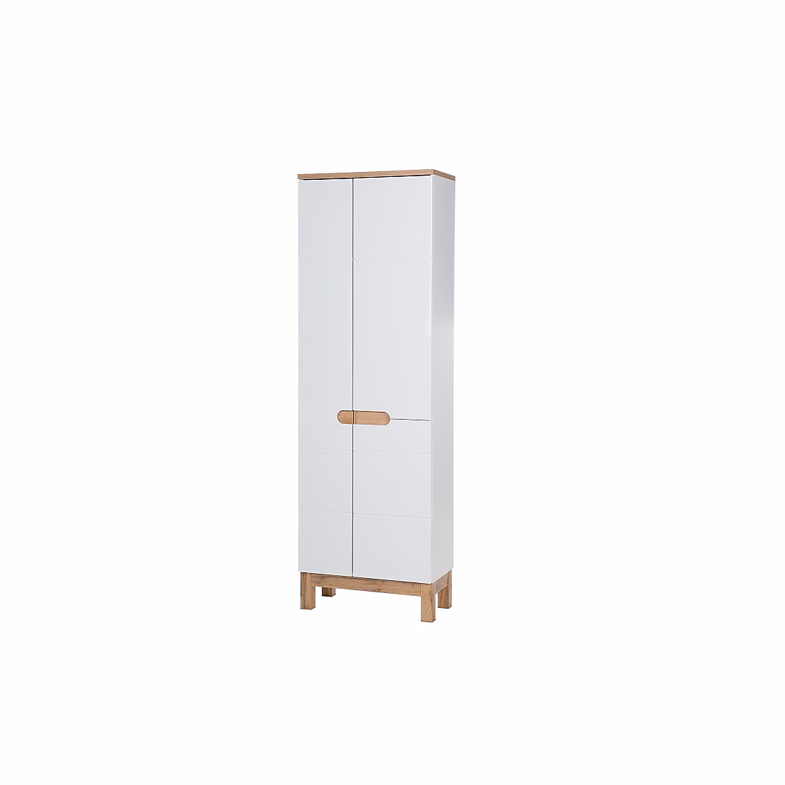 Colonne salle de bain ERMANO Chene clair et blanc brillant 60 × 187 cm 1 porte À poser