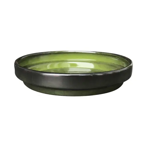 Soucoupe ronde en métal recyclé coloris vert algue vif Upcycle Conique - Ø 16,5 x H 3,25 cm