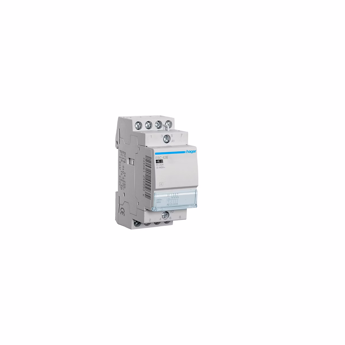 Esc426 Hager Contacteur Modulaire De Puissance 4nf – 25a, Bobine 230 Vac, Bornes à Vis, 2 Modules