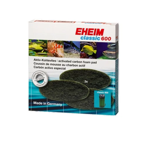 Mousses charbon actif pour filtre, lot de 3, EHEIM, modèle Classic 600