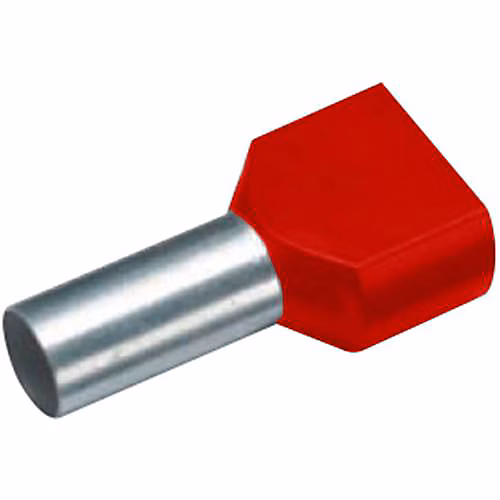 Embout double d'extrémité isolé 2 x 1 mm² 15 mm pièces – cuivre CU | ETP | rouge. | lot de 100