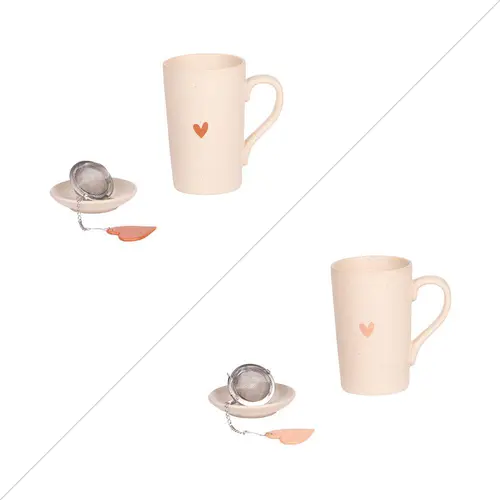 Coffret tisanière infuseur en grès beige Sangam - 40 cl