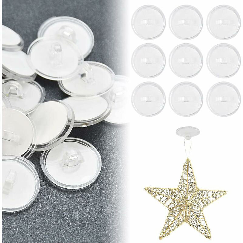 BASHLWUA crochets de plafond adhésifs en plastique de 20 mm – sans perçage, pour montage au plafond, crochets muraux adhé, lot de 50
