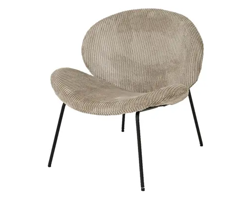 Fauteuil d'intérieur beige en velours côtelé - 72 x 67,5 x 73,5 cm