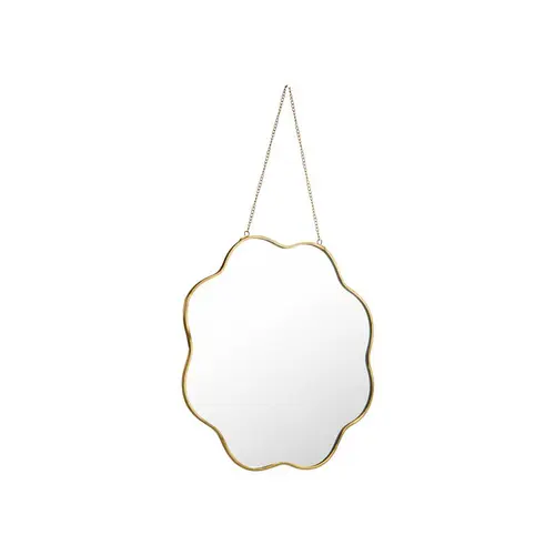 Miroir forme fleur en verre cerclé de métal doré moyen modèle - 26 x 40 cm