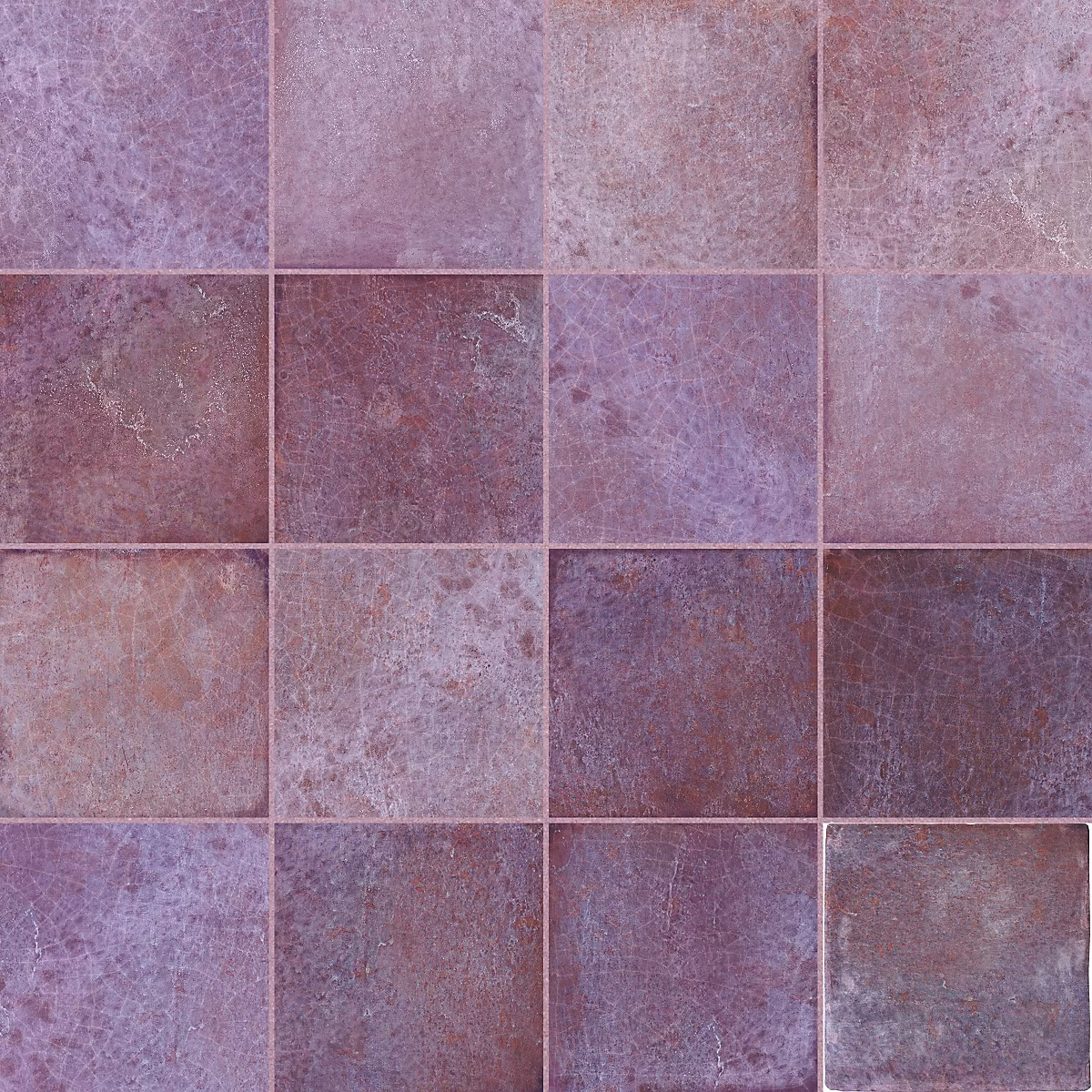 Carrelage effet Zellige Violet 10 × 10 × 0 – 85 cm Caldero, Mur intérieur (vendu par carton de 0,6 m²), RO'MA CARRELAGE