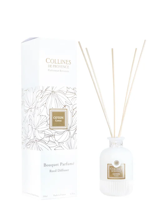 Bouquet parfumé blanc Collines de Provence Fleurs & Écorces Coton - 200 ml