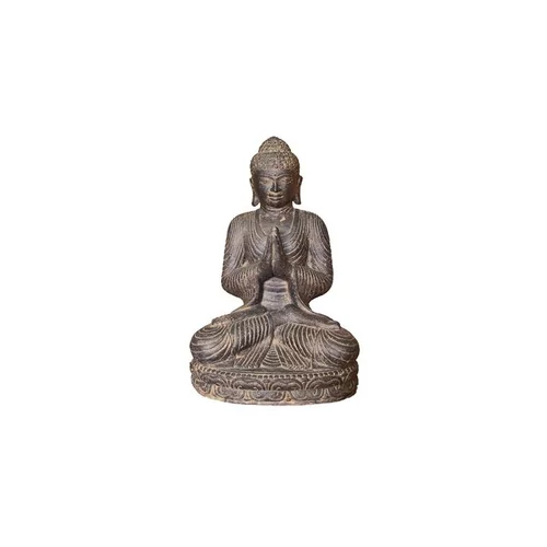 Statue de Bouddha assis salutation coloris noir 45 cm