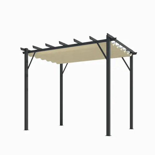 Pergola avec toile d'ombrage coloris beige en aluminium - 4 x 3 m