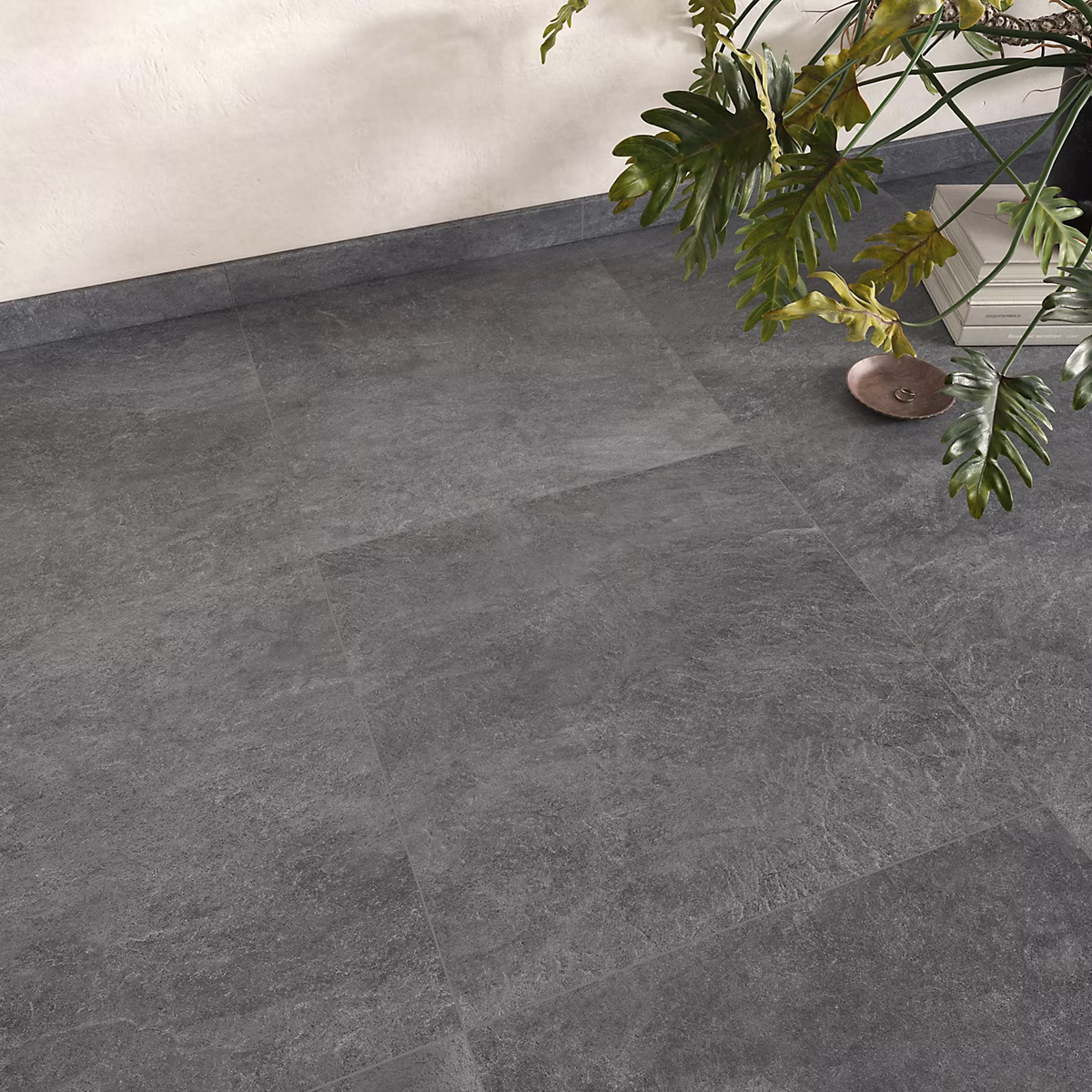 Carrelage sol et mur – 2 Plinthes carrelage Mitha gris foncé l.7 x L.60 cm