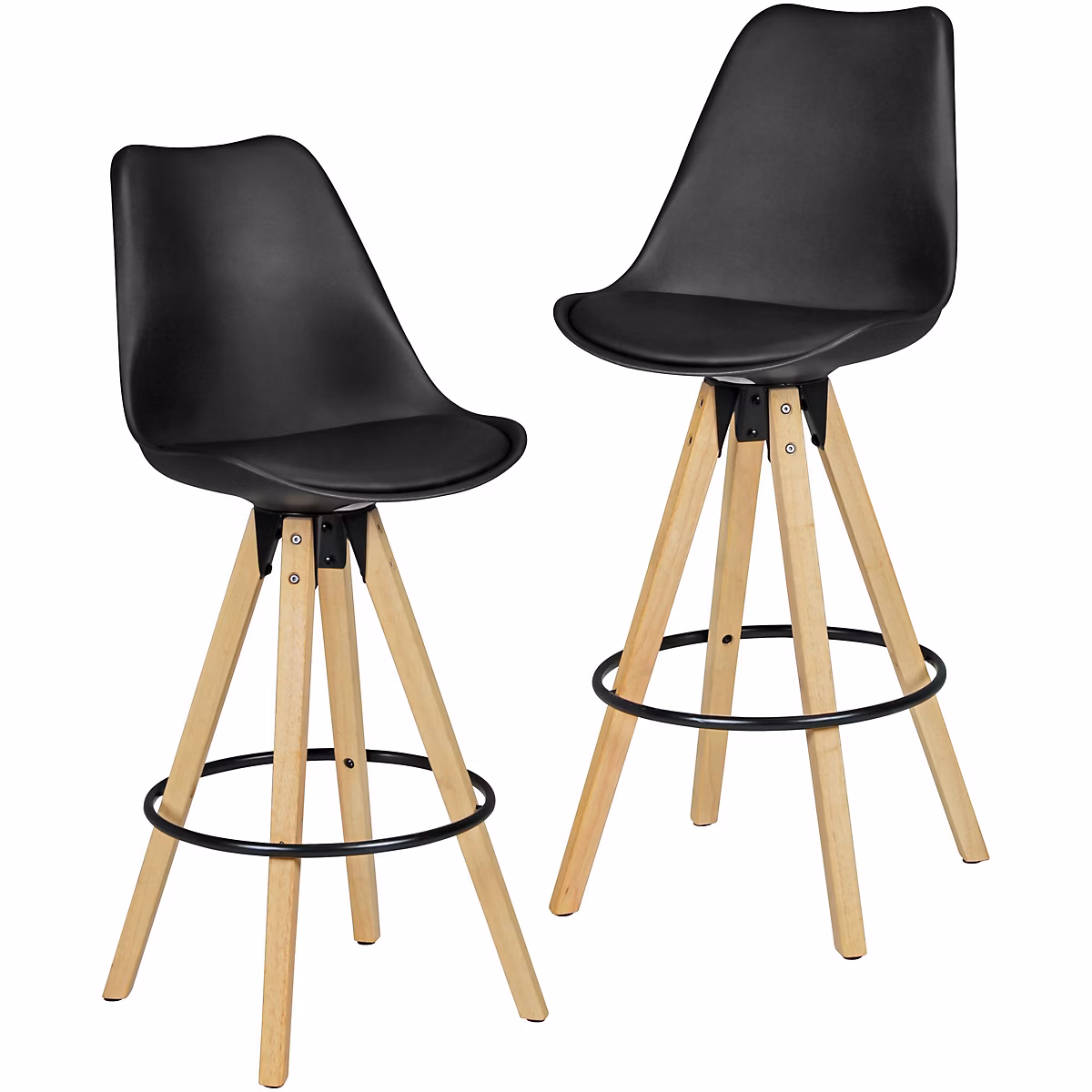 Ensemble de 2 tabourets de bar bois rétro tissu design avec tabourets arrière FineBuy – Réf. KGFPIUYDX0841929795
