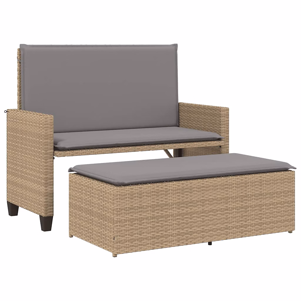 Banc de jardin et coussins et repose – pied beige résine tressée vidaXL