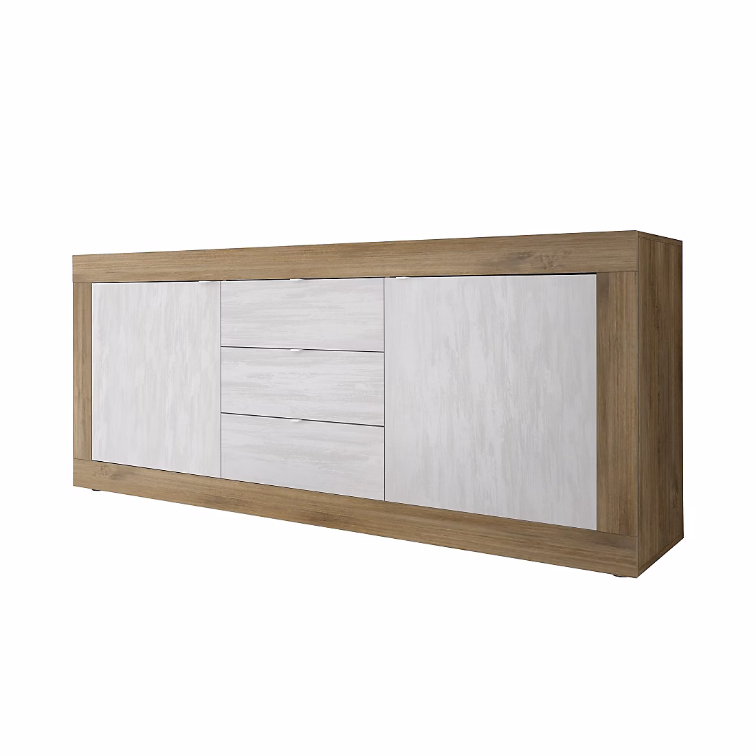 Buffet 2 portes 3 tiroirs collection ACCESS. Coloris blanc et chene foncé – Réf. KVXXFBDVJ7594623612