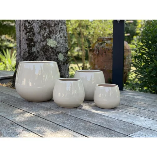 Pot coloris beige en terre émaillée Cancale - Ø 14 cm