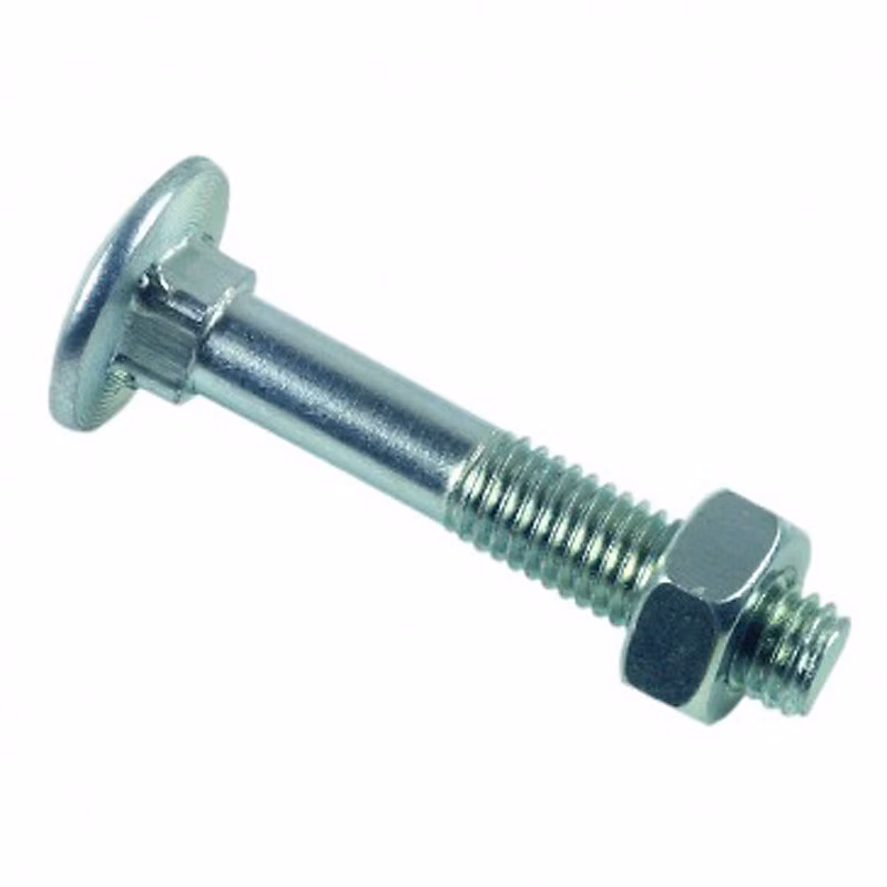 Boulon TRCC Tête ronde collet carré M10 × 225 zingué blanc – boîte de 25, BTRCC1022502B