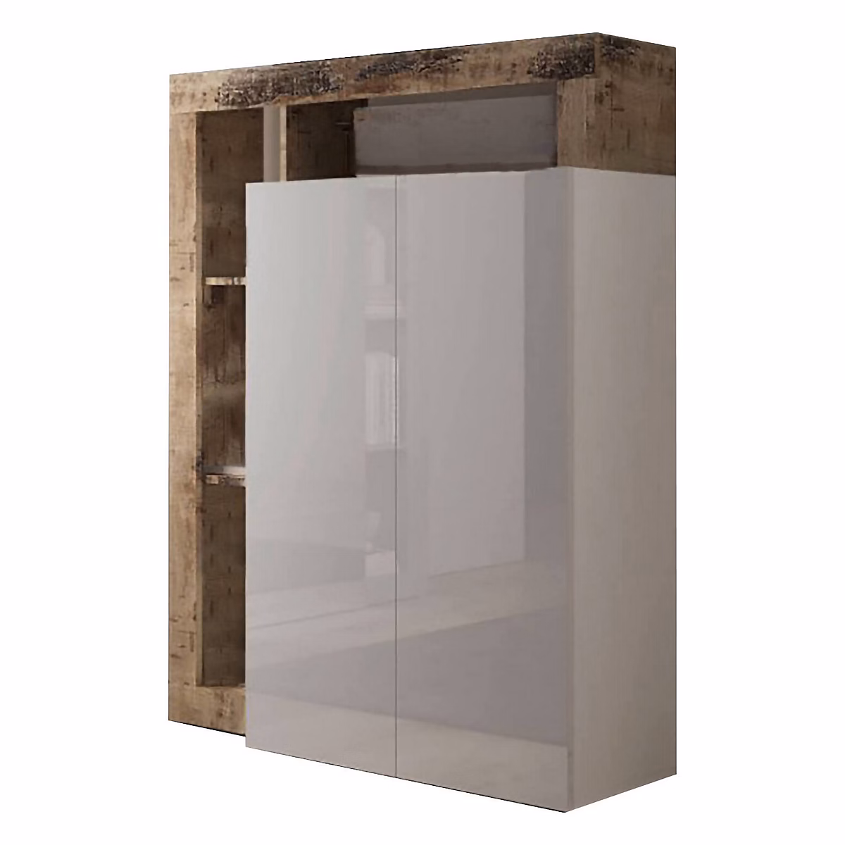 Armoire Multi-usage 2 Portes Cipresso – 4 Étagères 78 × 116h cm Blanc Brillant