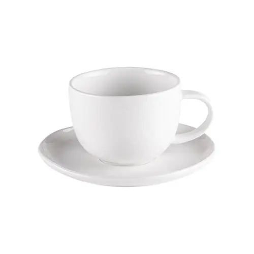 Tasse à thé avec sous-tasse en porcelaine blanche Ecume - 22 cl