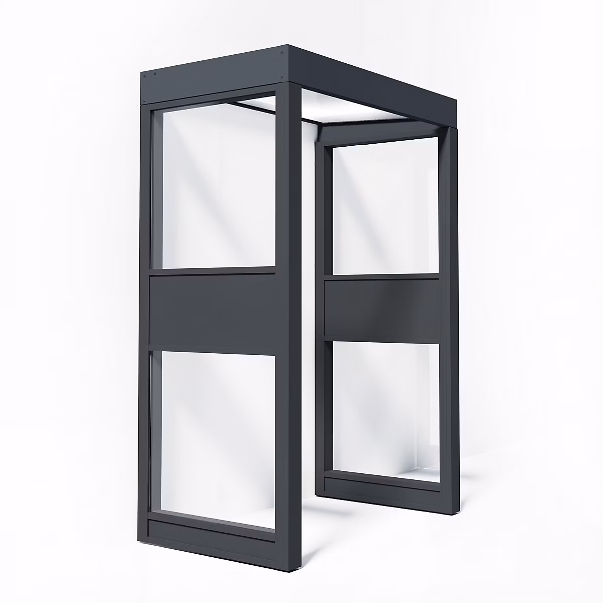 Marquise de porte 2 parois gris opale blanc Canopia Sophia 160 × 95 cm