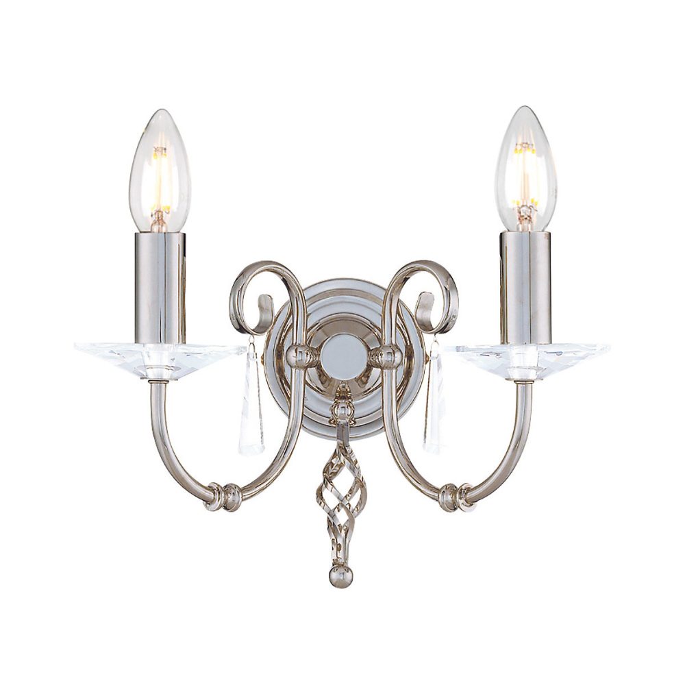 Elstead Aegean – Applique murale d'intérieur à 2 ampoules, nickel poli, E14