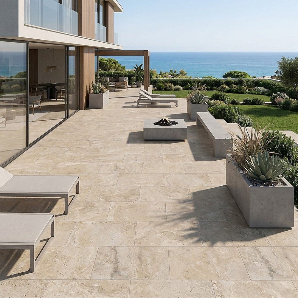 Carrelage izmir 60 × 120 cm effet travertin antidérapant r11