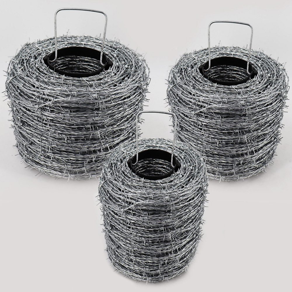 100 m fil de fer barbelé galvanisé – 1, 6 / 1, 7 mm pour clôture de protection Aquagart