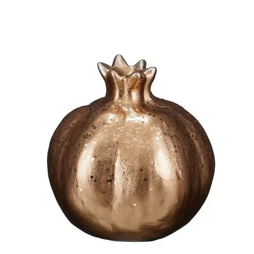 Fruit de grenadier en résine marron clair brillant - 14 x 13 x 14,5 cm