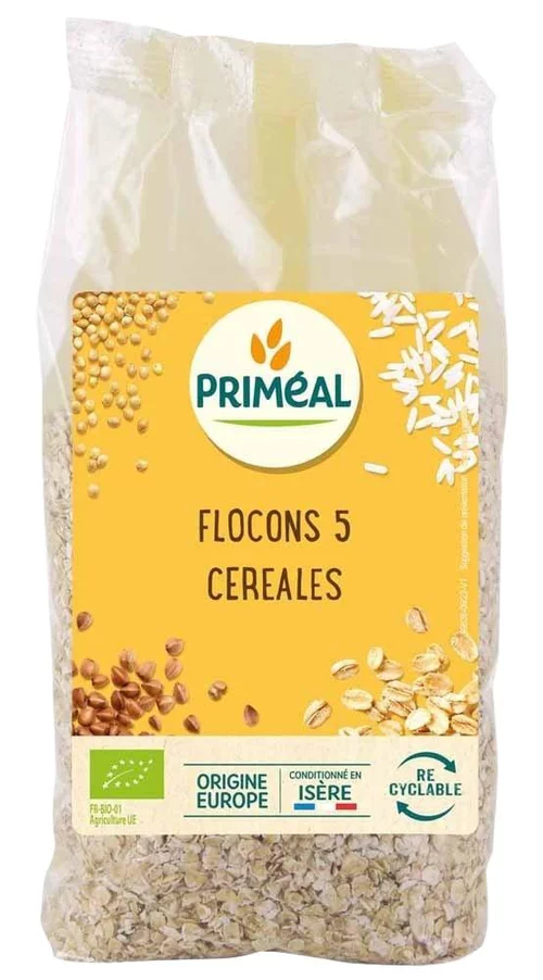 Flocons de 5 céréales bio en sachet de 250 g