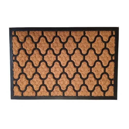 Tapis grattoir en coco tissé et maille caoutchouc coloris beige pour extérieur E/C Sweetsol - 40 x 60 cm