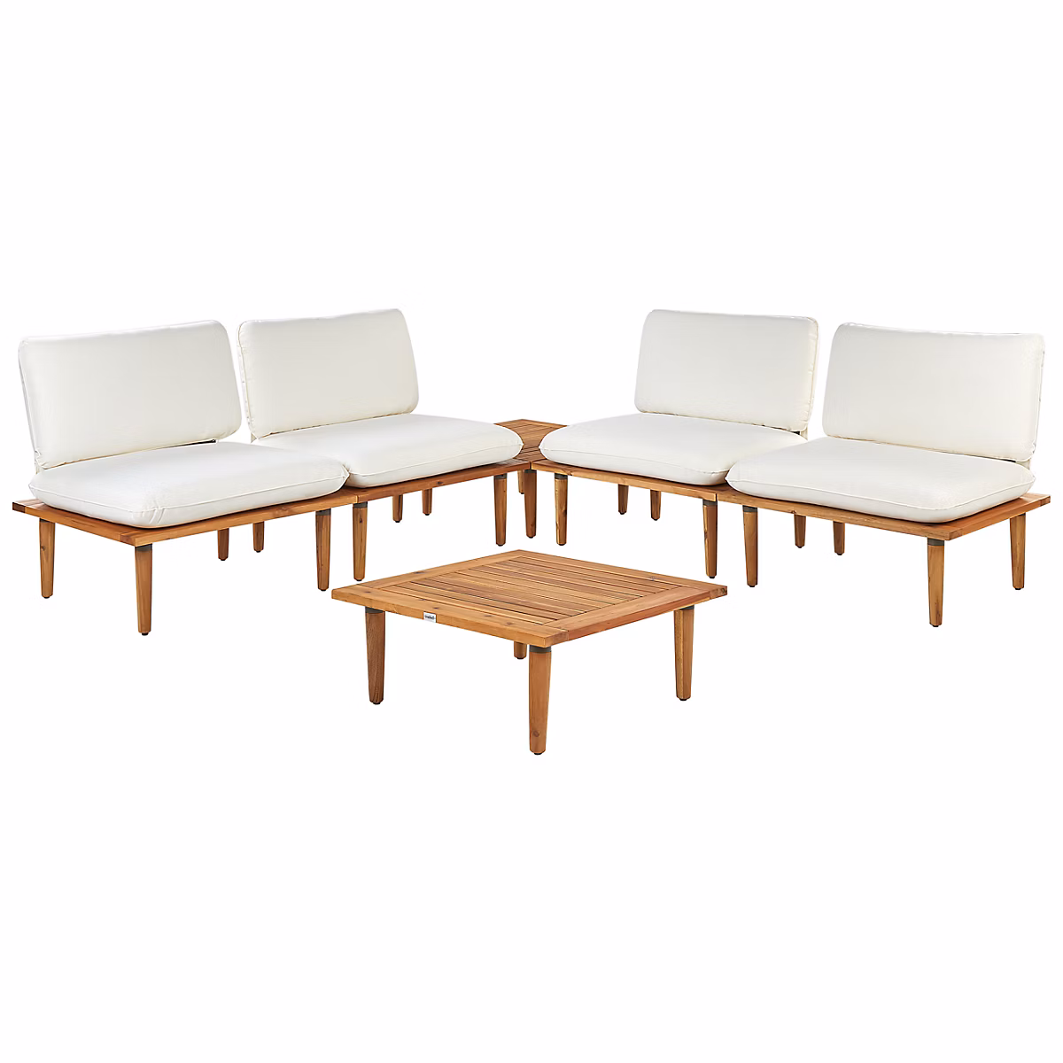 Salon et mobilier de jardin – Ensemble de salon de jardin avec table 4 places FRASCATI Bois d'acacia certifié Blanc cassé