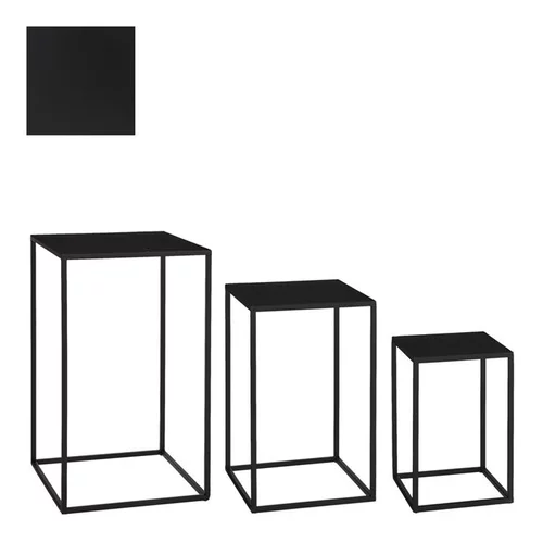 Sellette carrée en métal noir Quinty taille 1 - 20 x 20 x 30 cm
