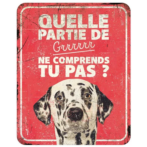 Panneau d'avertissement dalmatien coloris rouge en métal galvanisé D&D Home - 25 x 20 x 0,3 cm