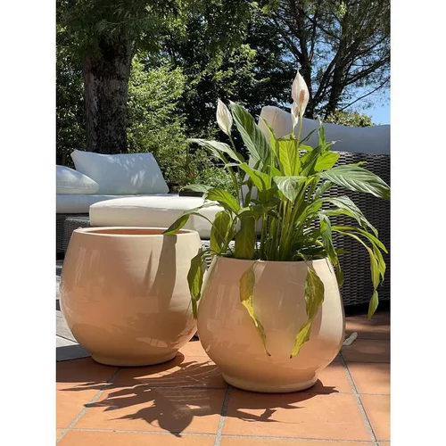 Pot coloris beige en terre émaillée Bahia - Ø 35 cm