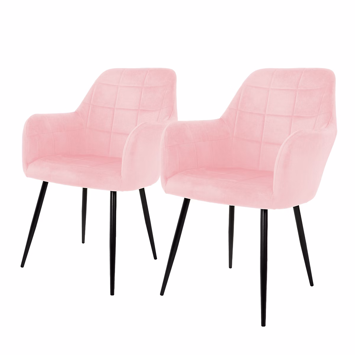 2x Chaise salle à manger cuisine velours fauteuil siège rembourrré rétro rose – Réf. CDFADHPCH9357016608