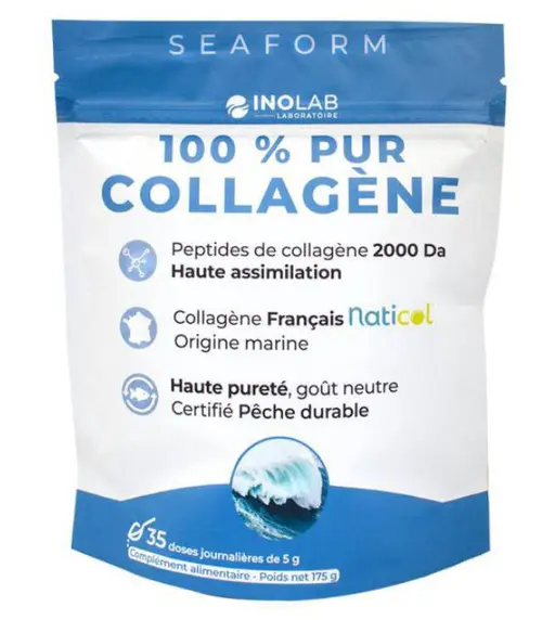 Complément alimentaire 100% pur collagène marin goût neutre Seaform Inolab – 175 g
