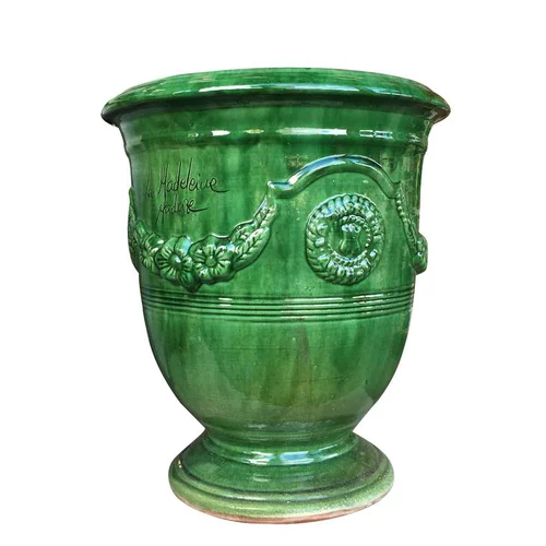 Vase Anduze mini vert en terre cuite émaillée H 22 x Ø 17 cm
