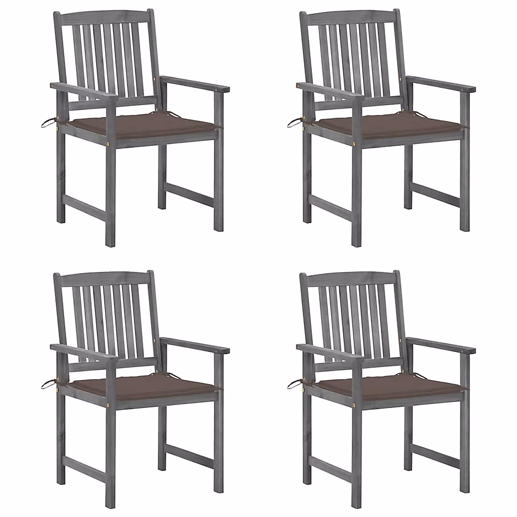 Chaises de jardin et coussins lot de 4 Gris Bois acacia massif vidaXL – Réf. GZPEHCRLW1436803771