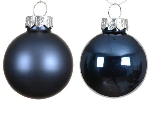 Ensemble de 6 boules en verre brillant et mat bleu nuit - Ø 8 cm