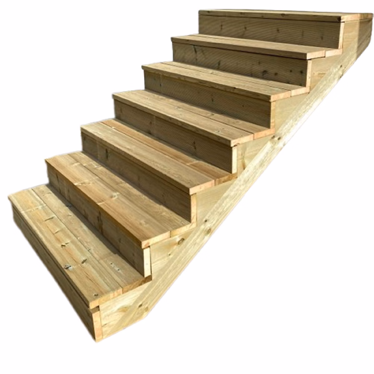 BERLIN Escalier extérieur bois 7 marches H 122cm L – 120cm, avec contre marche