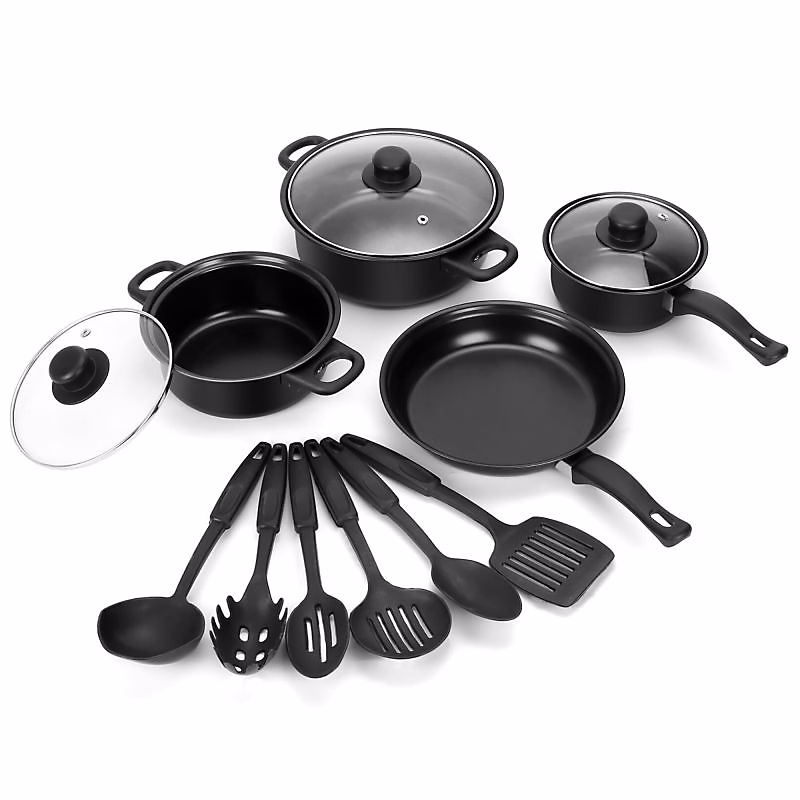Batterie de cuisine 13 pieces avec cuilliere Noir Herzberg HG04241 – Réf. YPLBRYEZM4106672631