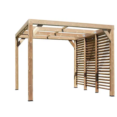 Pergola coloris beige en bois traité très haute température - 3,41 x 3,13 m