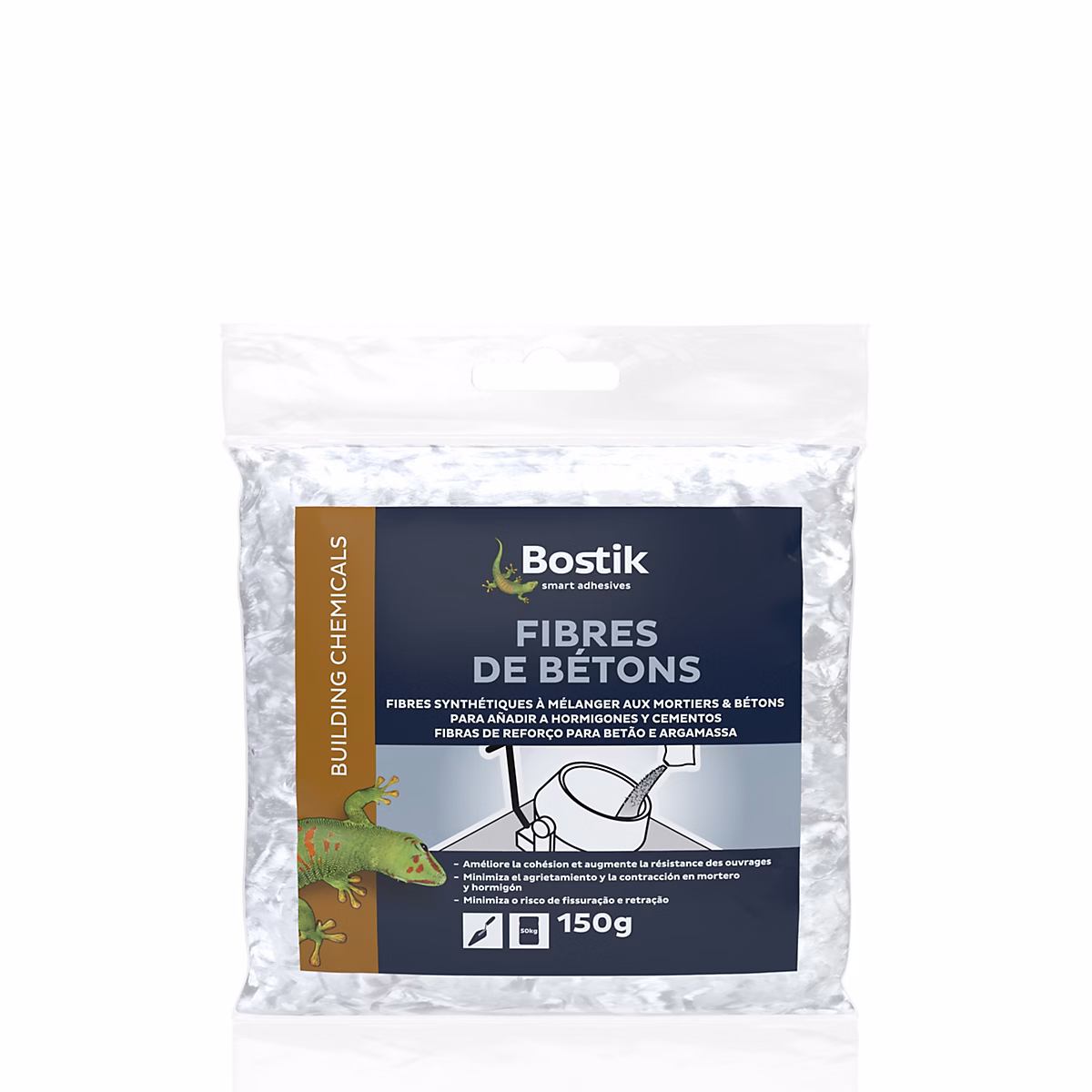 Matériaux de construction – Fibres de Bétons Bostik Synthétiques pour Mortiers et Bétons 150g