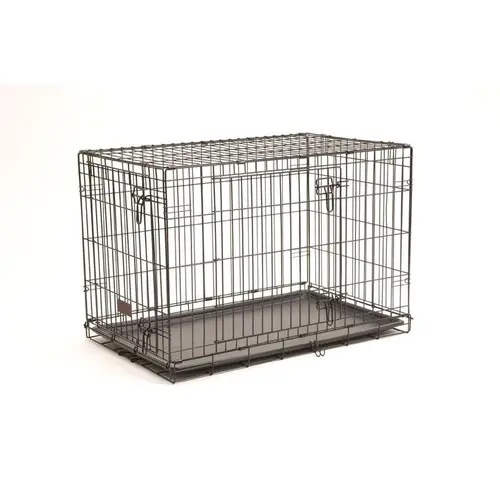 Cage d'éducation noire pour chien et chiot à 2 portes - 91 x 58 x 63 cm