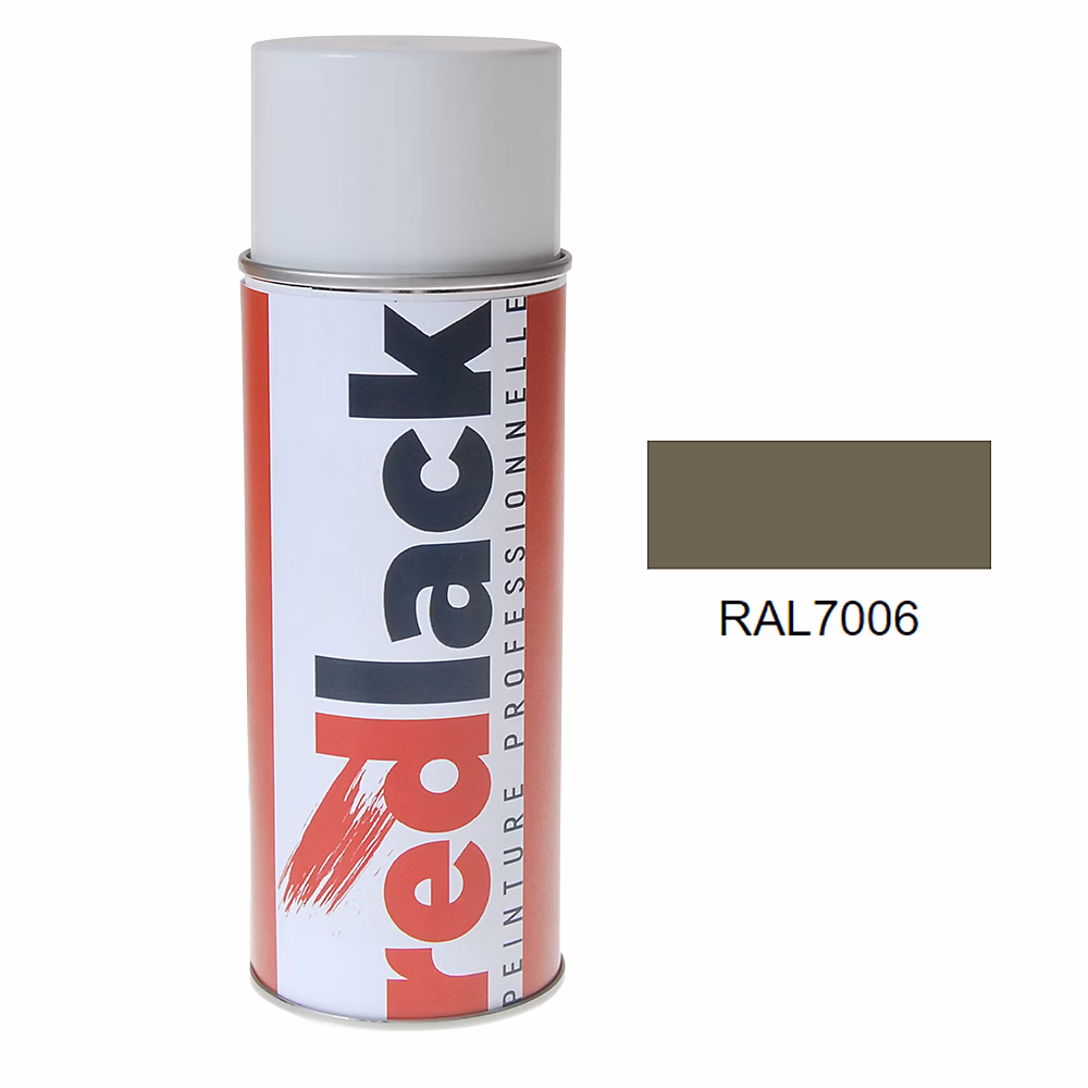 Bombe de peinture Aérosol – spray, 400ml, RAL 7006 Gris beige, Satiné, multisupport, Redlack, RAL7006