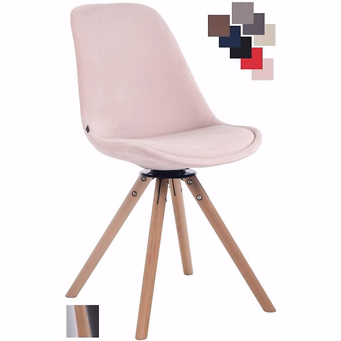 Chaise Troyes OVEGNA velours pivotante bois naturelle rose – Réf. LQUPIBOSA7247973864