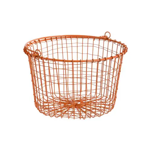 Panier filaire avec anses en métal orange - Ø 25 x H 16 cm