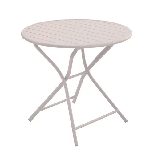 Table pliante ronde en aluminium crème Max - Ø 80 x H 74 cm