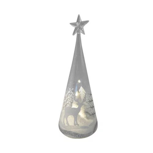 Cimier en verre avec décor de sapin et neige lumineux à lumière transparent à piles - 22,5 cm