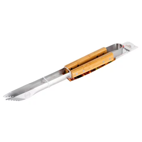 Pince pour barbecue en inox avec manche bambou - 44 cm
